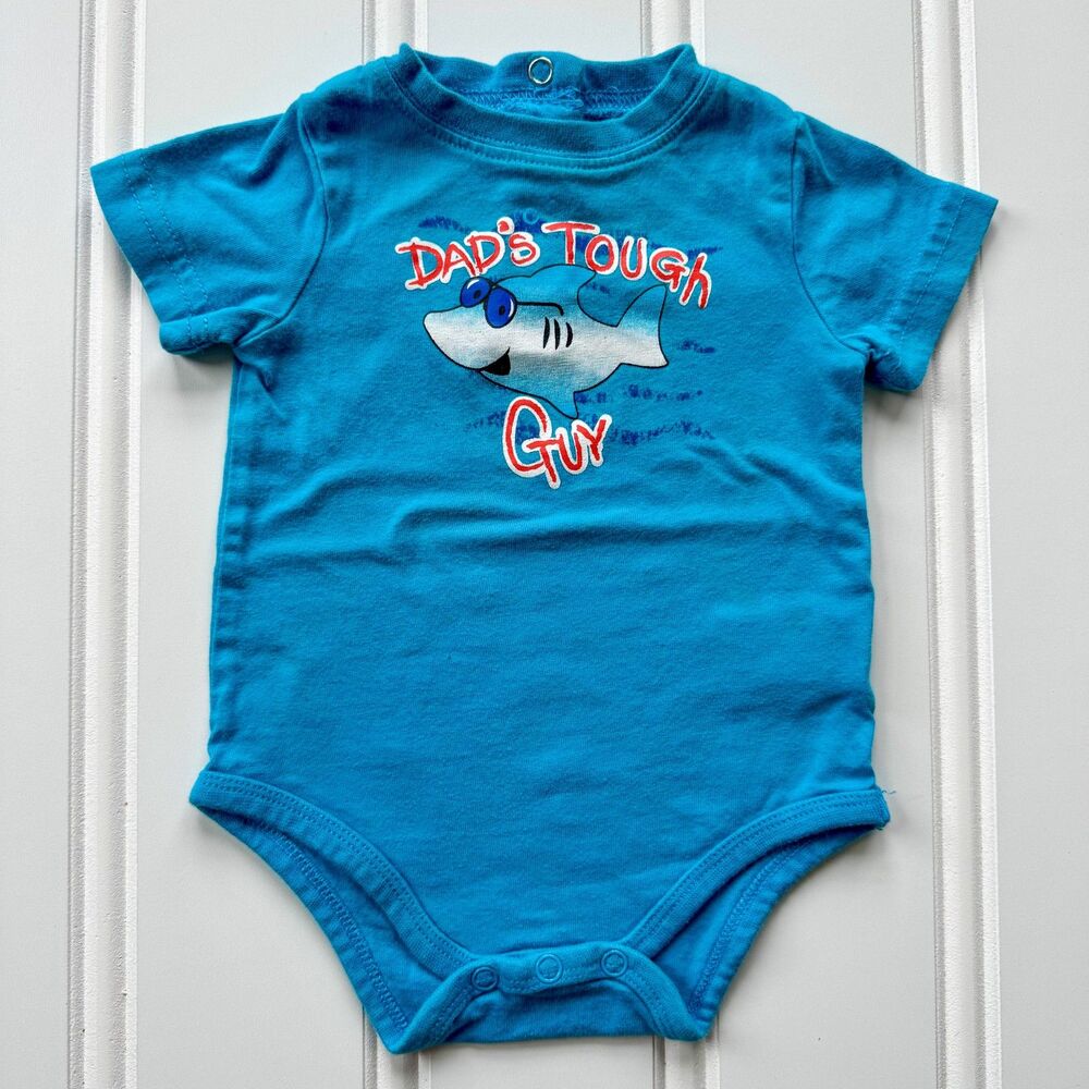 4/$10 - Okie Dokie “Dad’s Tough Guy” Cotton Baby Onesie Bodysuit 0-3 Months